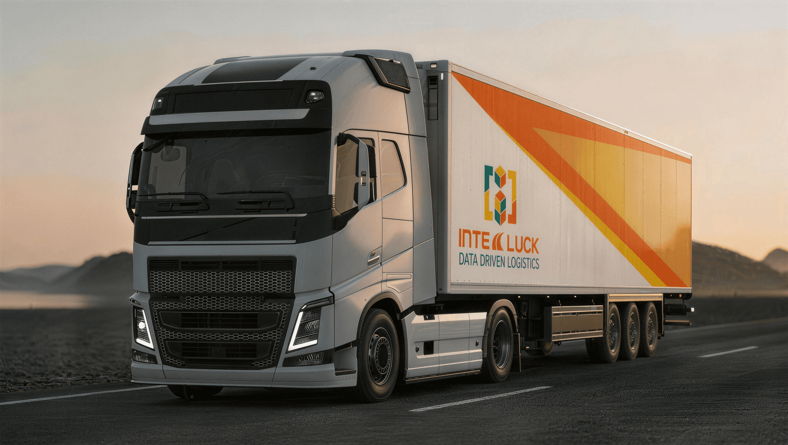 Freight truck moving through a digital logistics network